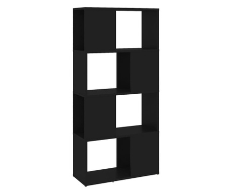 Bibliotecă/Separator cameră, negru, 60x24x124,5 cm, PAL
