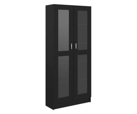 Шкаф витрина, черен, 82,5x30,5x185,5 см, ПДЧ