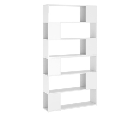 Bibliotecă/Separator cameră, alb extralucios, 100x24x188 cm