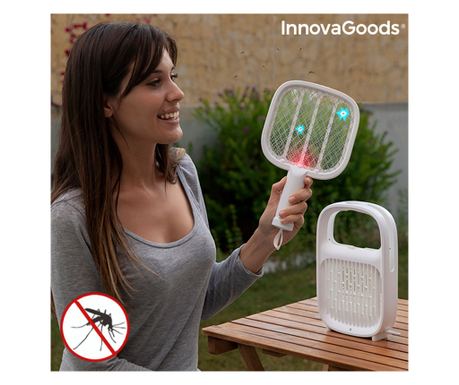 2 в 1 Swateck InnovaGoods акумулаторна лампа за отблъскване на комари и гребло за улавяне на насекоми