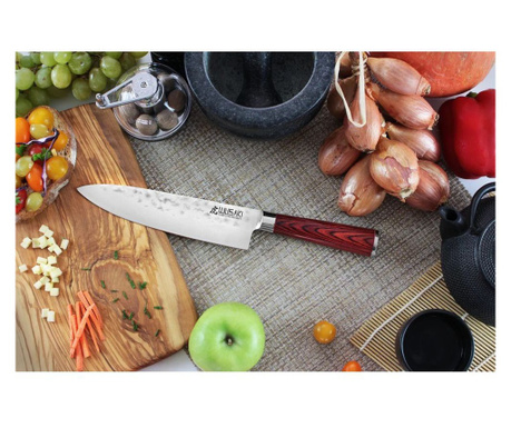 Cutit Chef knife lama otel X50 20 cm model japonez, maner pakkawood, lemn laminat