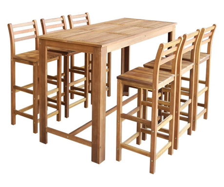 Barový stůl a židle sada 7 kusů z masivního akáciového dřeva
