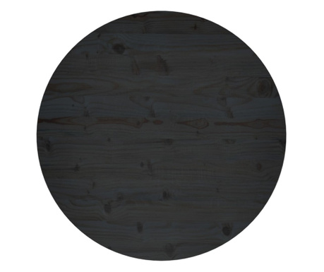 Плот за маса, черен, Ø80x2,5 см, бор масив