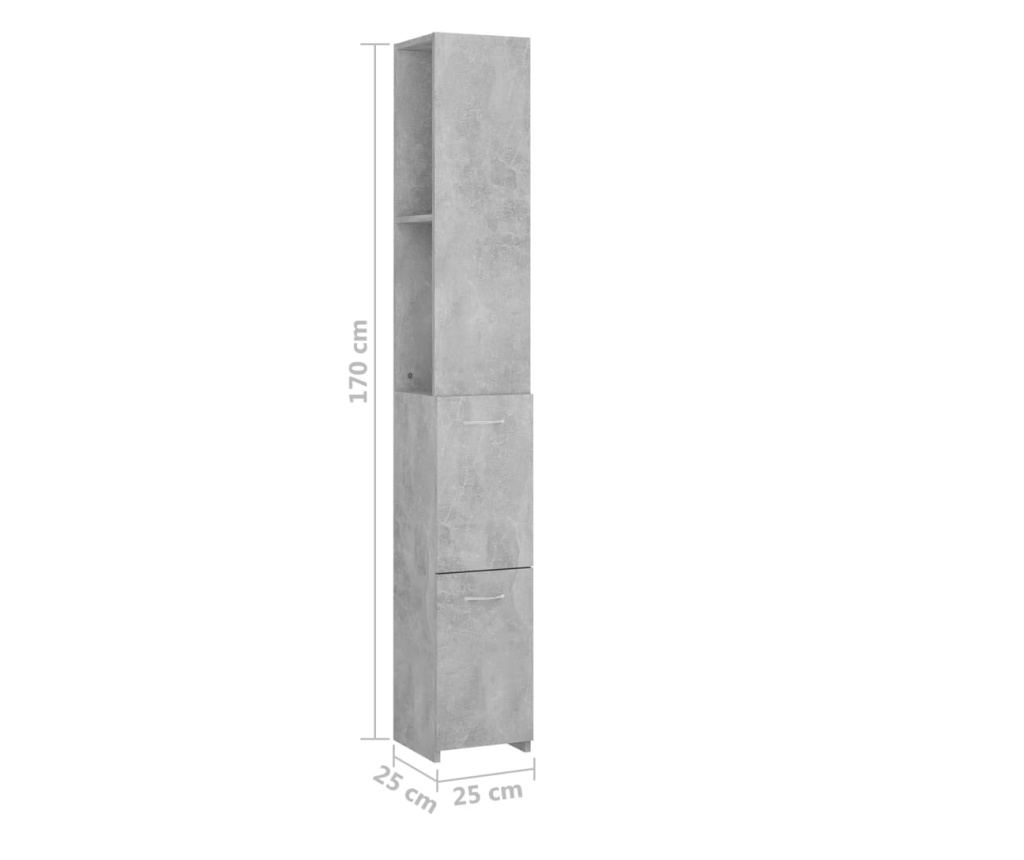 Dulap de baie, gri béton, 25x25x170 cm, PAL - 8