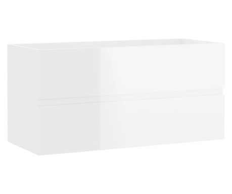 Ντουλάπι Νιπτήρα Γυαλιστερό Λευκό 90x38,5x45 εκ. Μοριοσανίδα