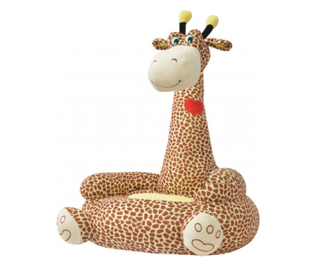 Plyšové dětské křeslo žirafa hnědá