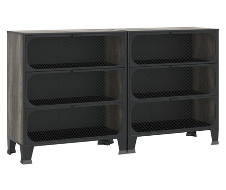Шкафове за съхранение, 2 бр, сиви, 72x36x82 см, метал и МДФ