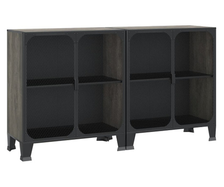Шкафове за съхранение, 2 бр, сиви, 72x36x82 см, метал и МДФ