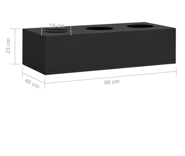Uredska posuda za cvijeće antracit 90 x 40 x 23 cm čelična