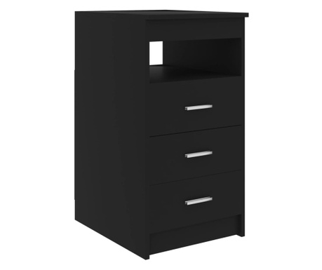 Шкаф с чекмеджета, черен, 40x50x76 см, ПДЧ