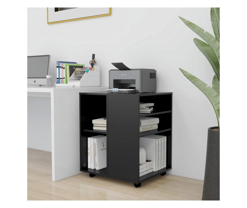 Κυλιόμενο Ντουλάπι, Μαύρο, 60x53x72 εκ., Μοριοσανίδα - 3