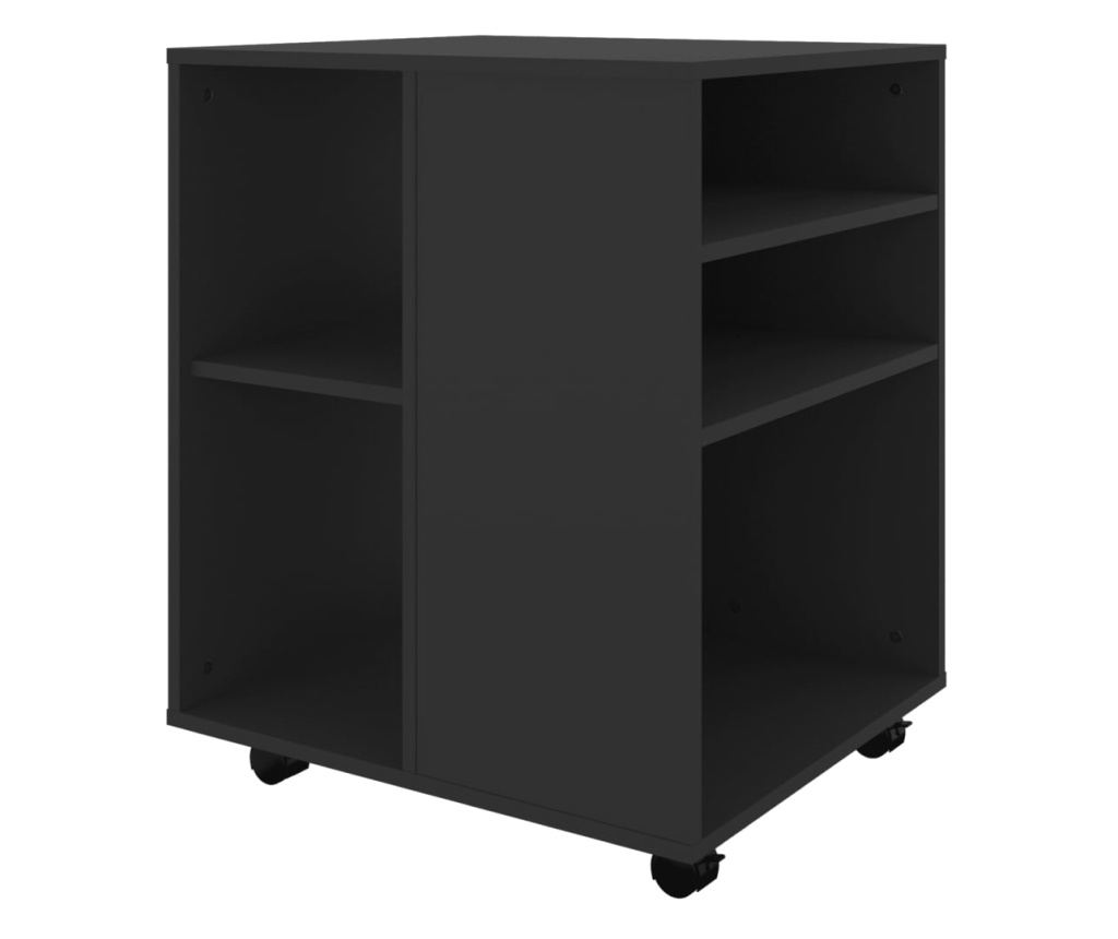 Κυλιόμενο Ντουλάπι, Μαύρο, 60x53x72 εκ., Μοριοσανίδα - 6