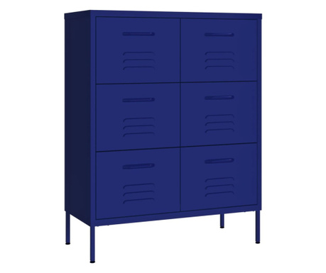 Шкаф с чекмеджета, нейви синьо, 80х35х101,5 см, стомана