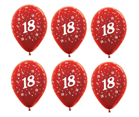 Set baloane majorat 18, marime 30cm, culoare rosu, 6 buc, doty