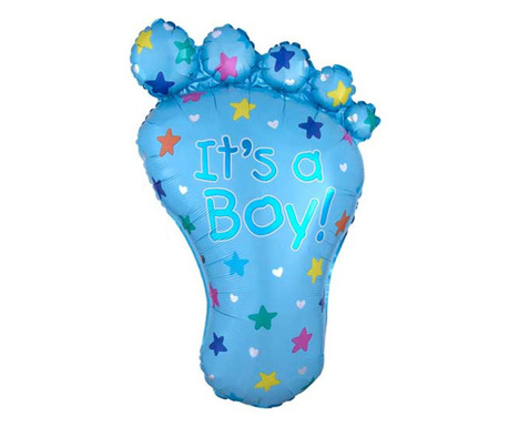 Balon folie pentru petrecere, Baby Blue Feet, albastru, 75 cm, Doty