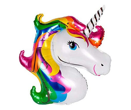 Balon folie pentru petrecere Rainbow Horn, model unicorn, multicolor, 70 cm, Doty