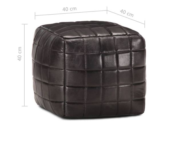 Crna vreća za sjedenje, 40 x 40 x 40 cm, prirodna kozja koža