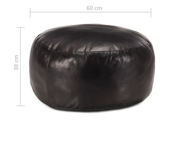 Crna vreća za sjedenje, 60 x 30 cm, prirodna kozja koža