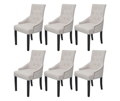 Jedilni stoli 6 kosov kremno sivo blago