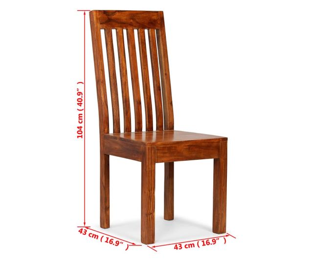 Jedilni stoli 2 kosa trden les medene barve, moderno