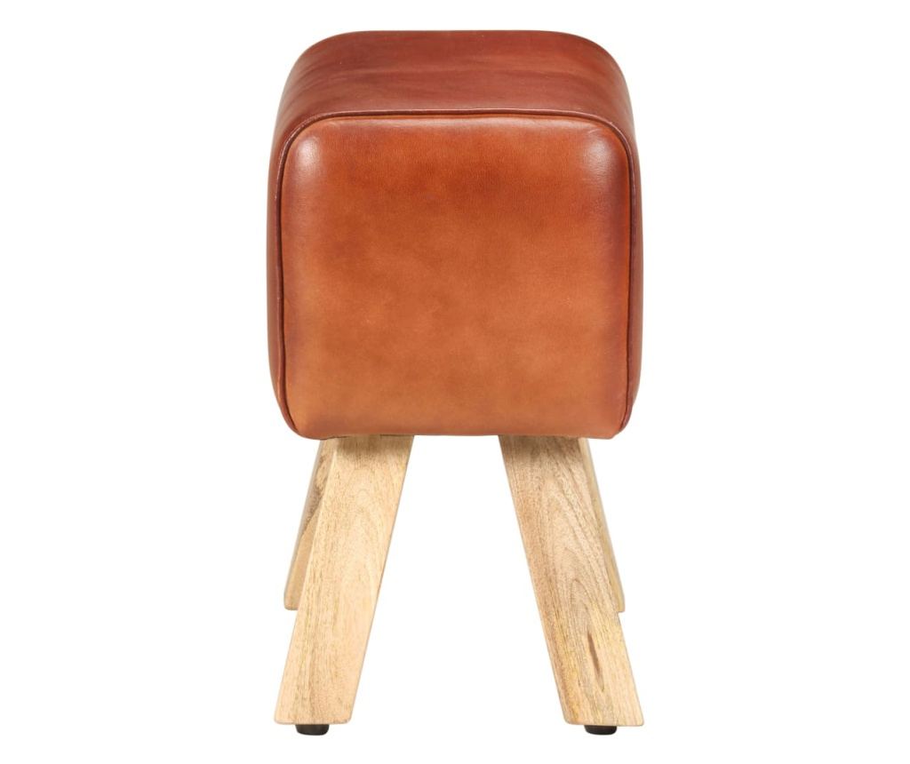 Telovadna klop 38 cm rjava pravo usnje in trden mangov les - 6