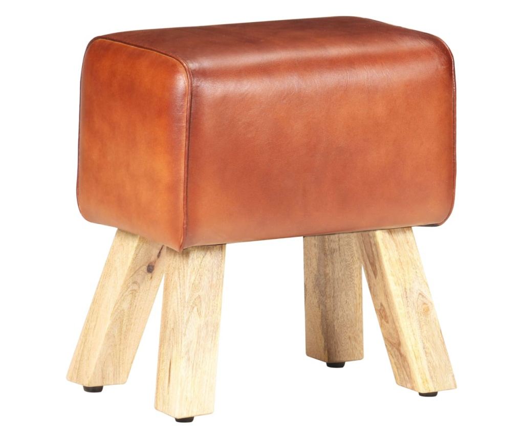 Telovadna klop 38 cm rjava pravo usnje in trden mangov les - 20