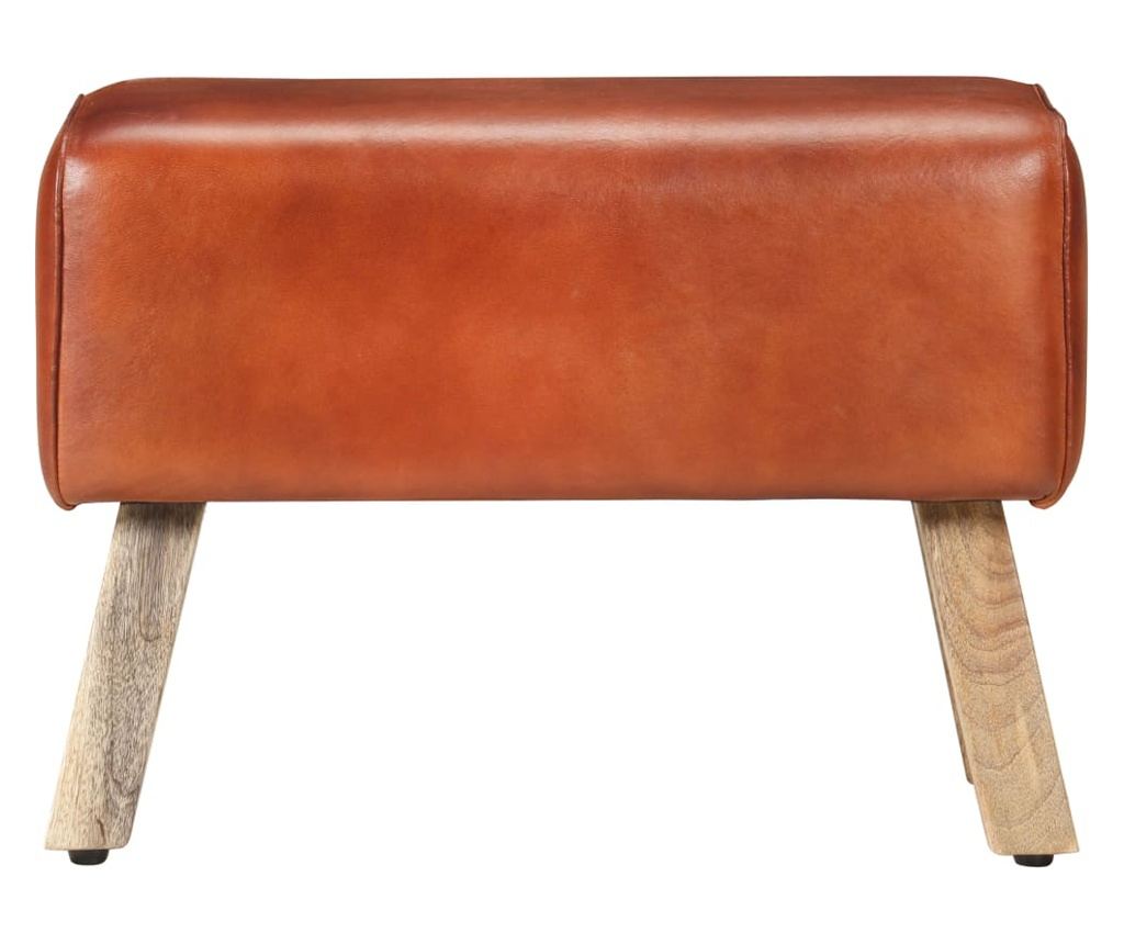Telovadna klop 58 cm rjava pravo usnje in trden mangov les - 4