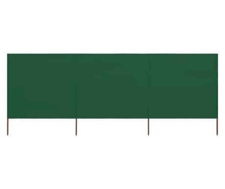 3dílná zástěna proti větru textil 400 x 80 cm zelená