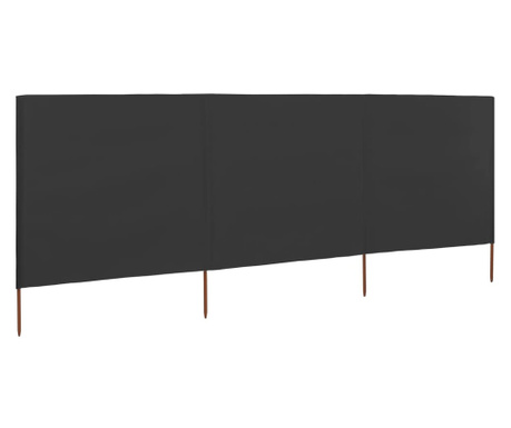 3dílná zástěna proti větru antracitová 400 x 120 cm látková