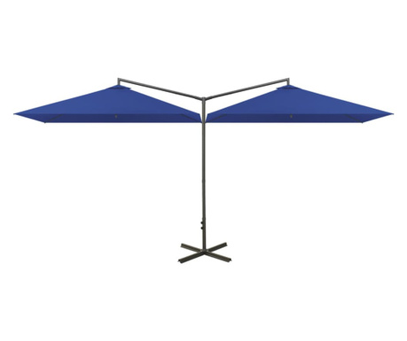 Двоен чадър със стоманен прът, морскосиньо, 600x300 см