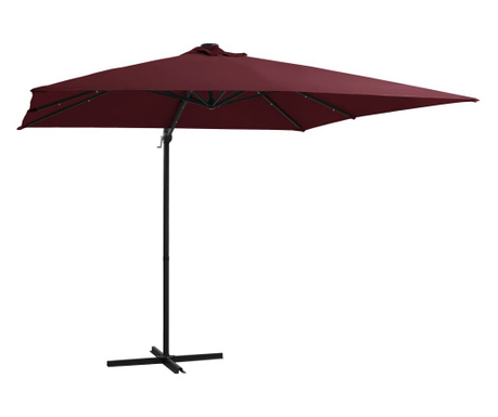 Градински чадър с LED осветление, бордо червено, 250x250 см