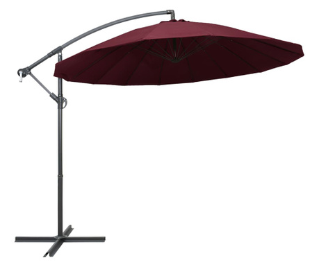 Висящ чадър за слънце, бордо, 3 м, алуминиев прът