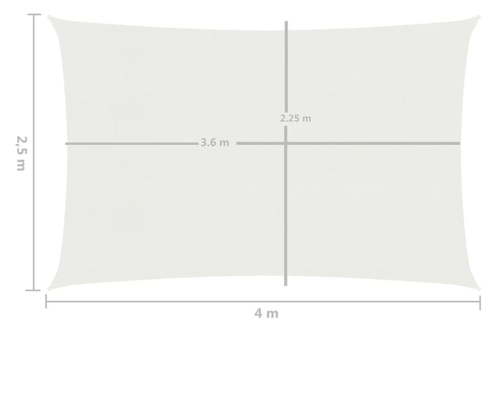 Senčno jadro 160 g/m² belo 2,5x4 m HDPE - 9