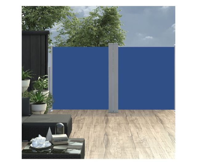 Αναδιπλούμενο Πλαϊνό Τέντα, Μπλε, 100 x 600 εκ.