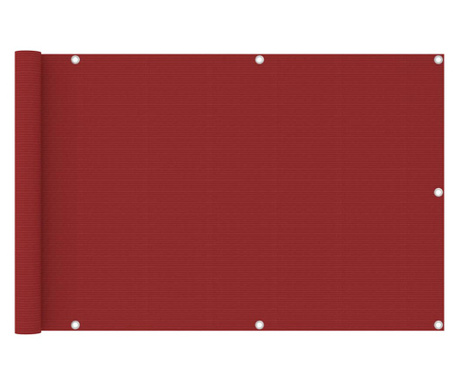 Балконски параван, червен, 90x400 см, HDPE