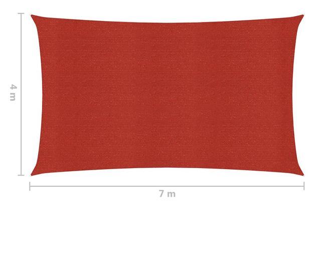 Jedro za zaštitu od sunca 160 g/m² crveno 4 x 7 m HDPE
