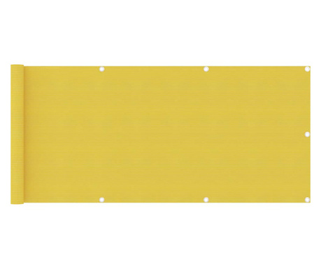 Балконски параван, жълт, 75x400 см, HDPE