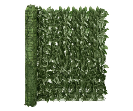 Paravan de balcon, frunze verde închis, 500x100 cm