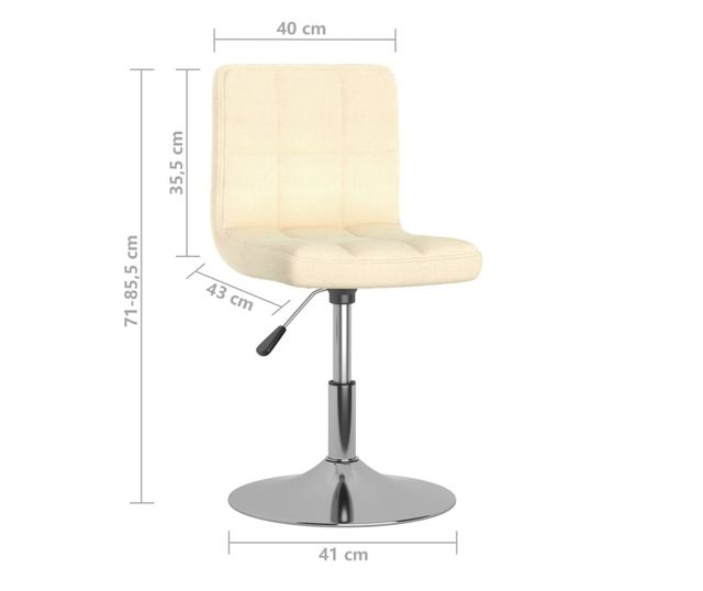 Vrtljivi jedilni stoli, komplet 6, kremni, blago