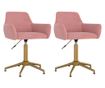 Zakretne kuhinjske stolice, 2 kom., ružičaste, baršun