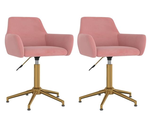 Zakretne kuhinjske stolice, 2 kom., ružičaste, baršun