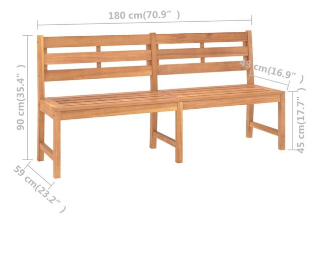 tömör tíkfa kerti pad 180 cm