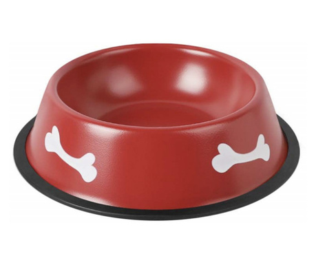 Pufo Puppy метална купичка за храна или вода за кучета, нехлъзгаща се, червена