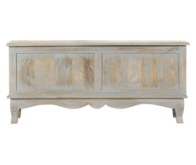 Сандък за съхранение, сив, 100x38x45 см, мангово дърво масив