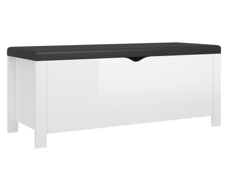 Kutija za pohranu s jastukom sjajna bijela 105x40x45 cm iverica 