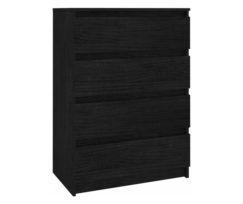 Dulap lateral, negru, 60x36x84 cm, lemn masiv de pin - 2