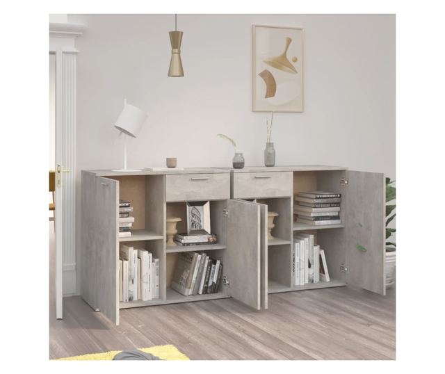 Službenica, siva beton, 160x36x75 cm, PAL