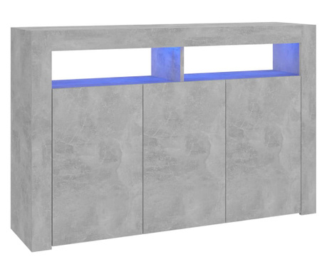 Servantă cu lumini LED,gri beton, 115,5x30x75 cm