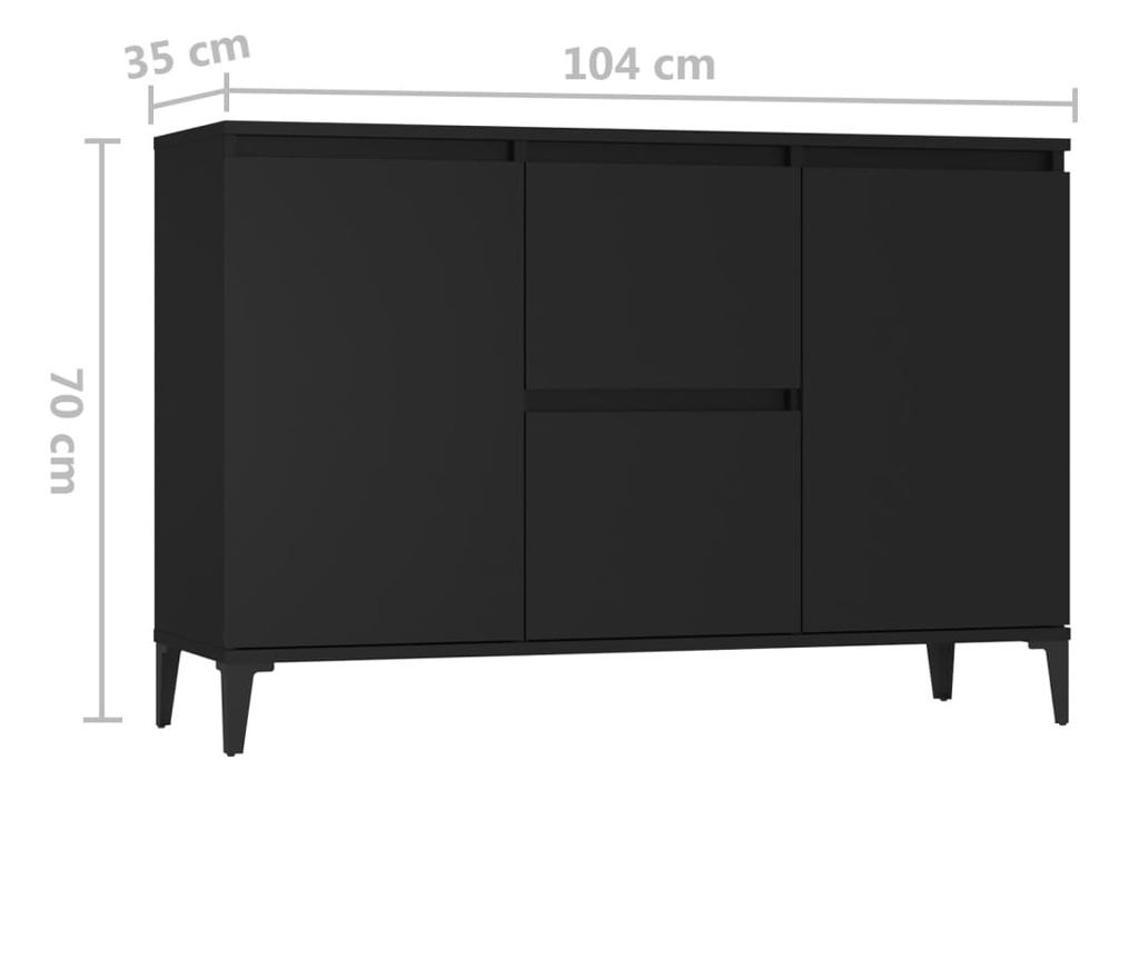 Služavka, crna, 104x35x70 cm, PAL - 7