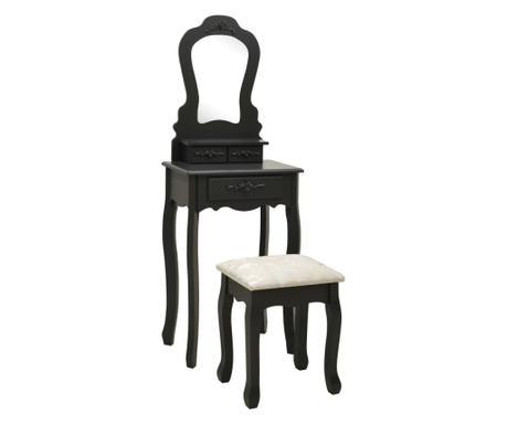 fekete császárfa fésülködőasztal-szett ülőkével 50x59x136 cm